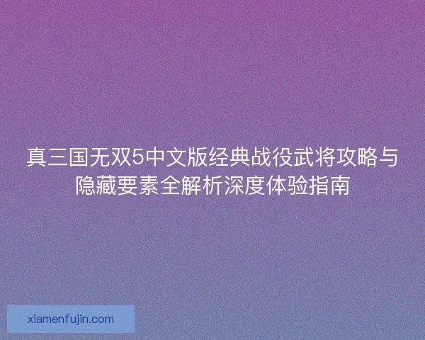 真三国无双5中文版经典战役武将攻略与隐藏要素全解析深度体验指南